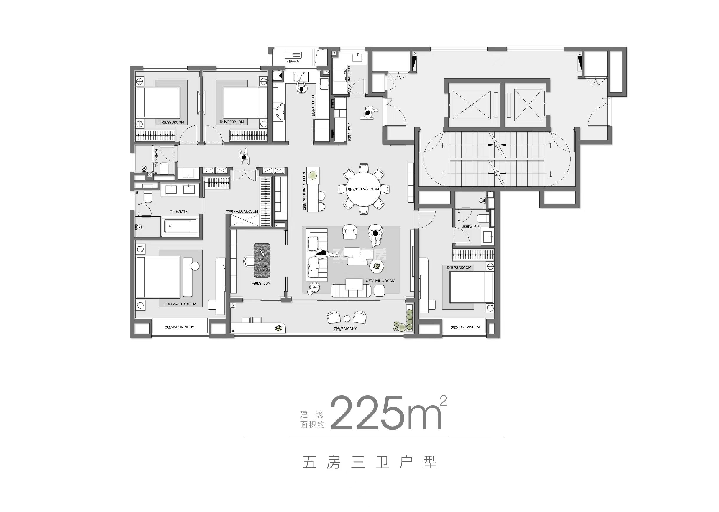 建面149平4室2厅2卫户型_苏州万科朗拾|玉湖_苏州365淘房