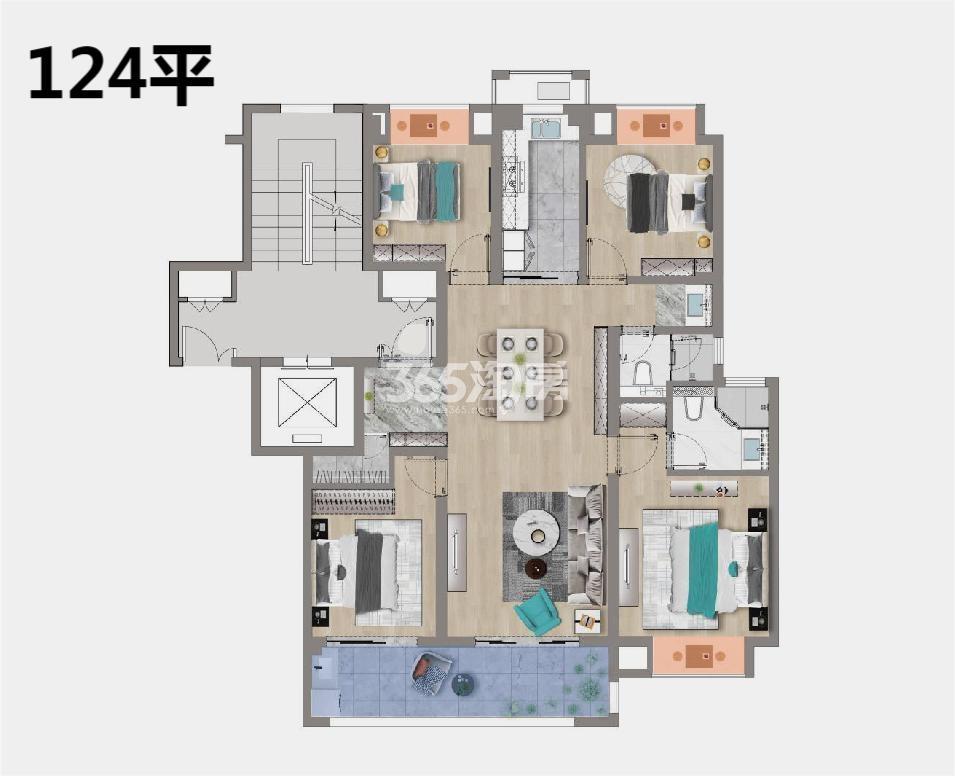 惠阳源筑建面约124平户型图