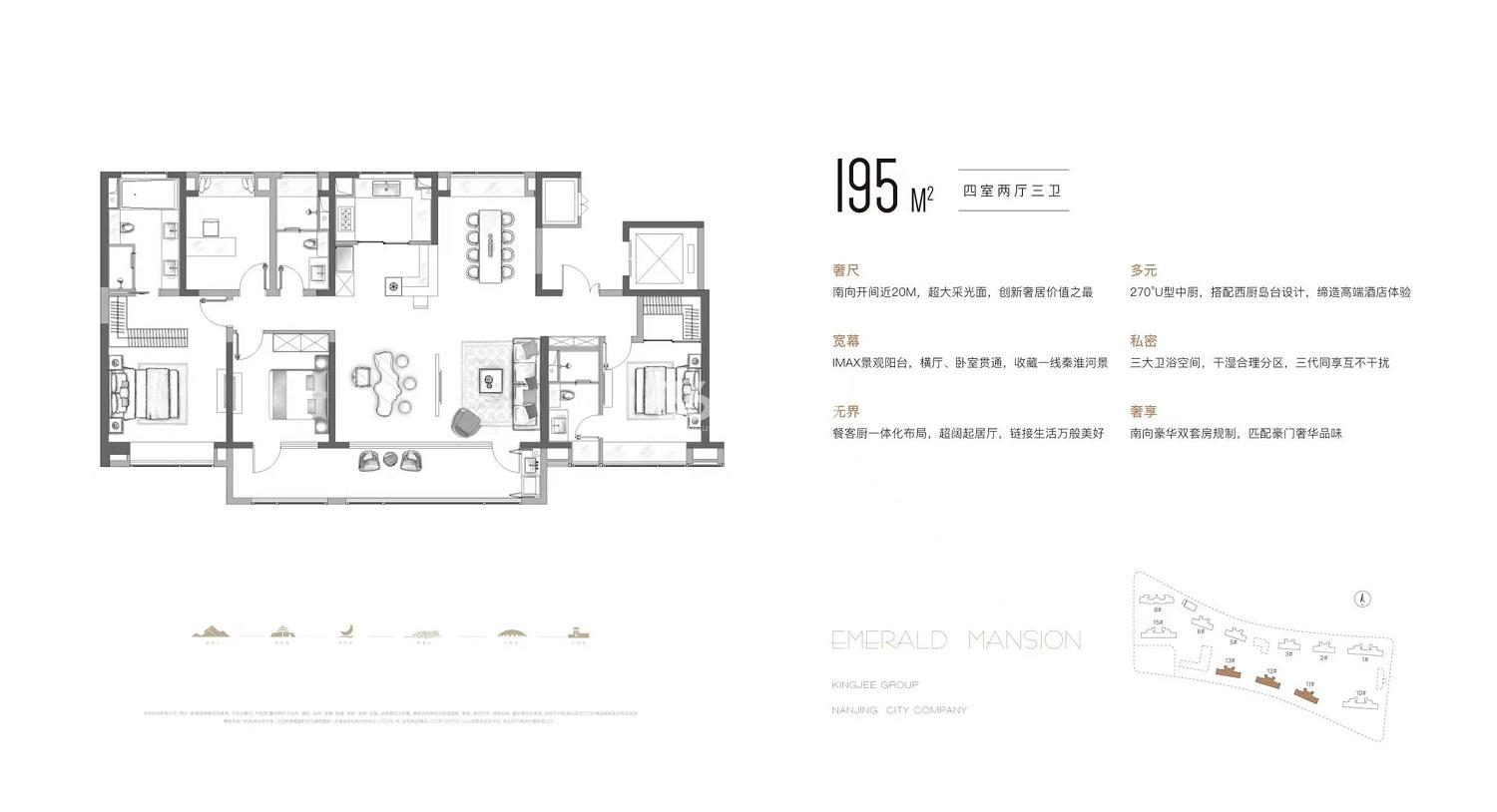 金基璟樾府建面约195㎡户型图