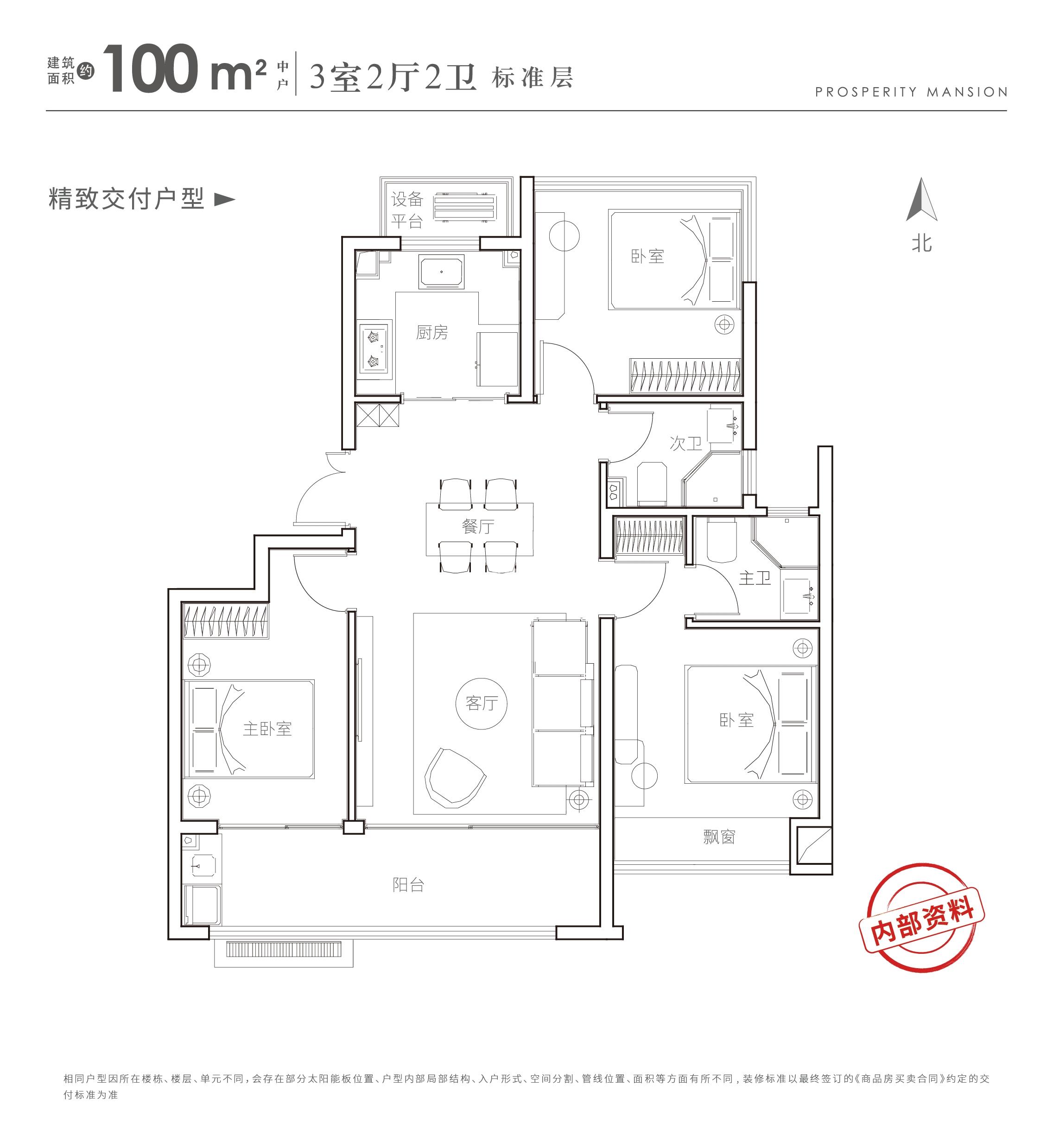 文一繁华轩100㎡中户户型图