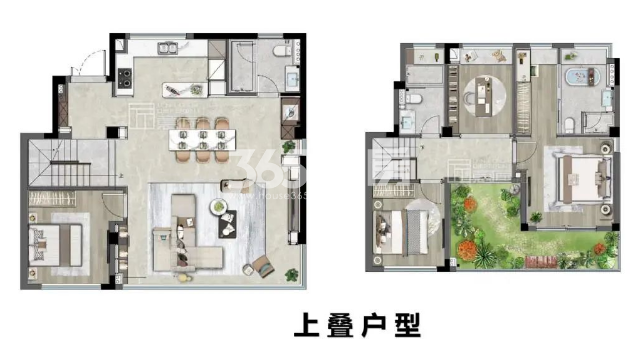 建面约160㎡上叠户型