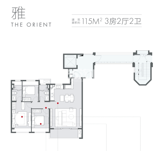 万科东方雅苑建面约115㎡3室2厅2卫
