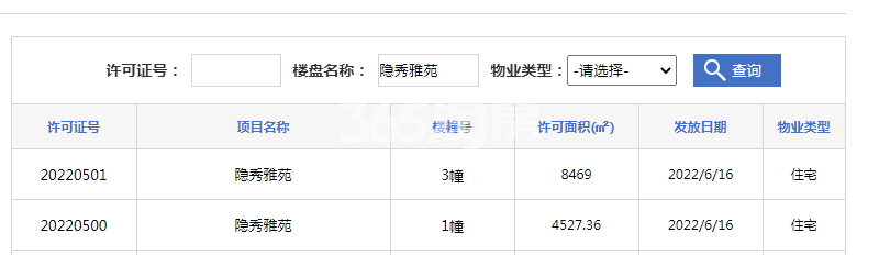 观山隐秀1#、3#楼预售证