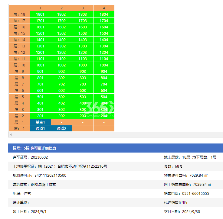 中梁华宇锦绣蘭院5#楼预售证