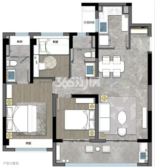 建面约113㎡3室2厅2卫