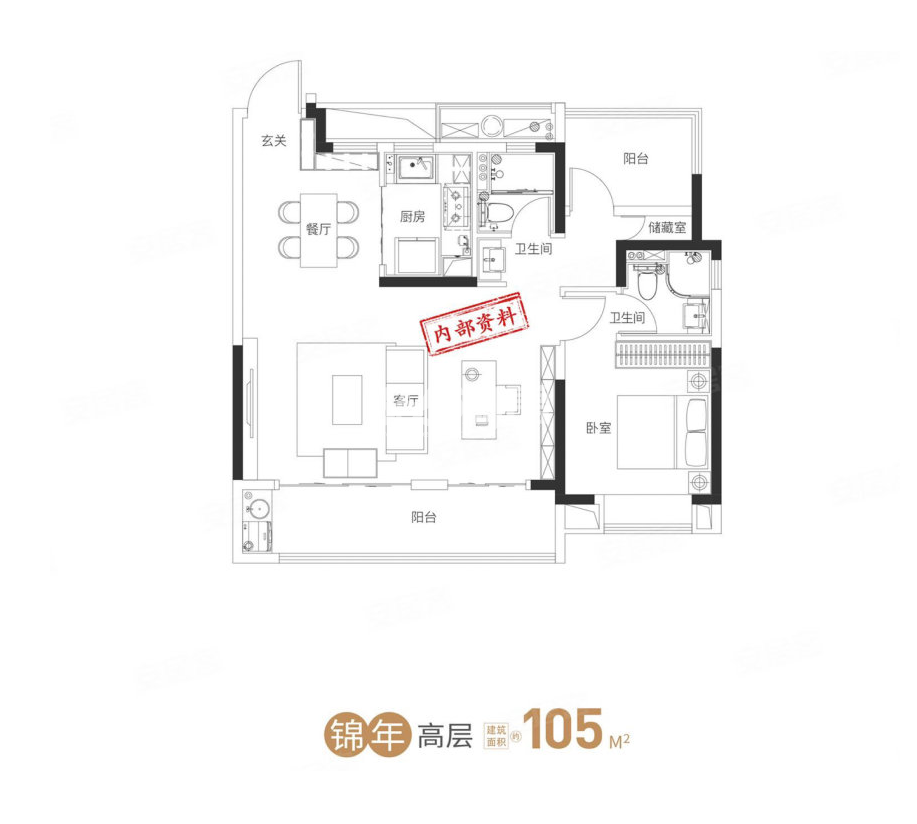 创霖锦程澜湾105㎡高层户型图