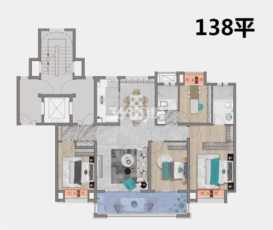 惠阳源筑建面约138平户型图