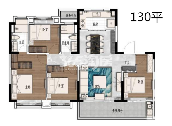 大华锦绣前城建面约130平户型图