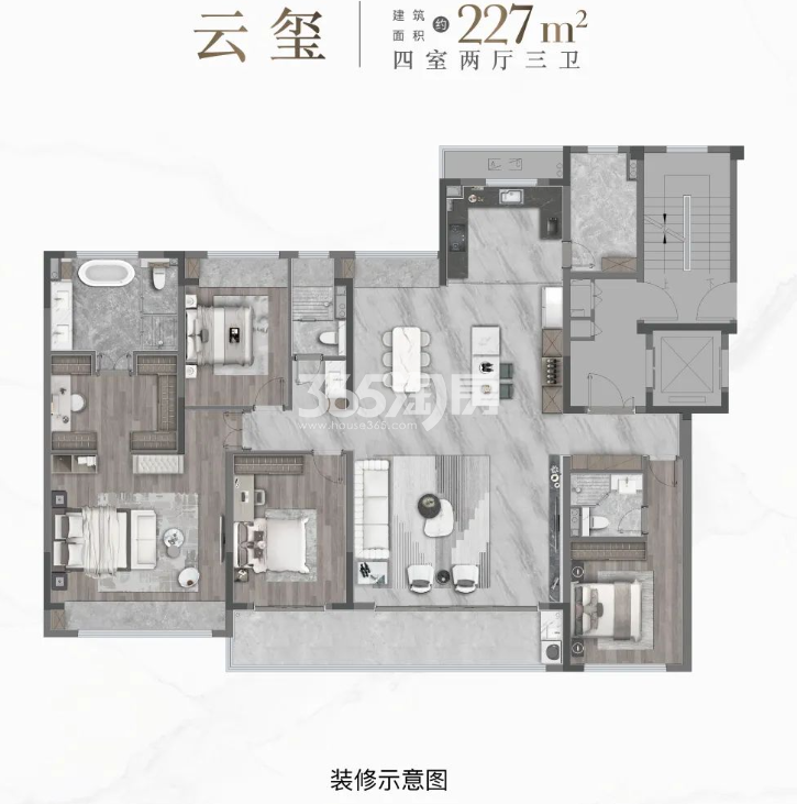 龙湖青云阙建面约227平4室2厅3卫