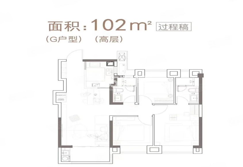 观山嶺湖高层102㎡户型