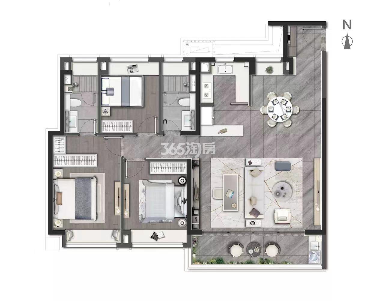 招商局中心臻境建面约134㎡户型_南京招商局中心·臻境(跃墅)_南京365淘房
