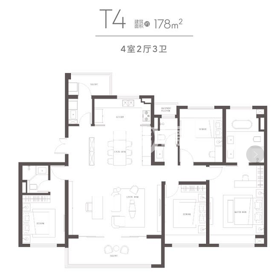 保利星湖街项目建面约178㎡4室2厅3卫