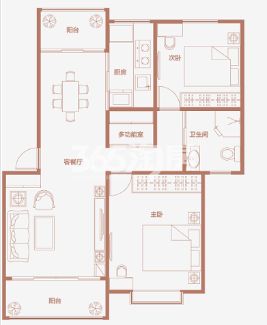 九里香溪88-89㎡户型图展示