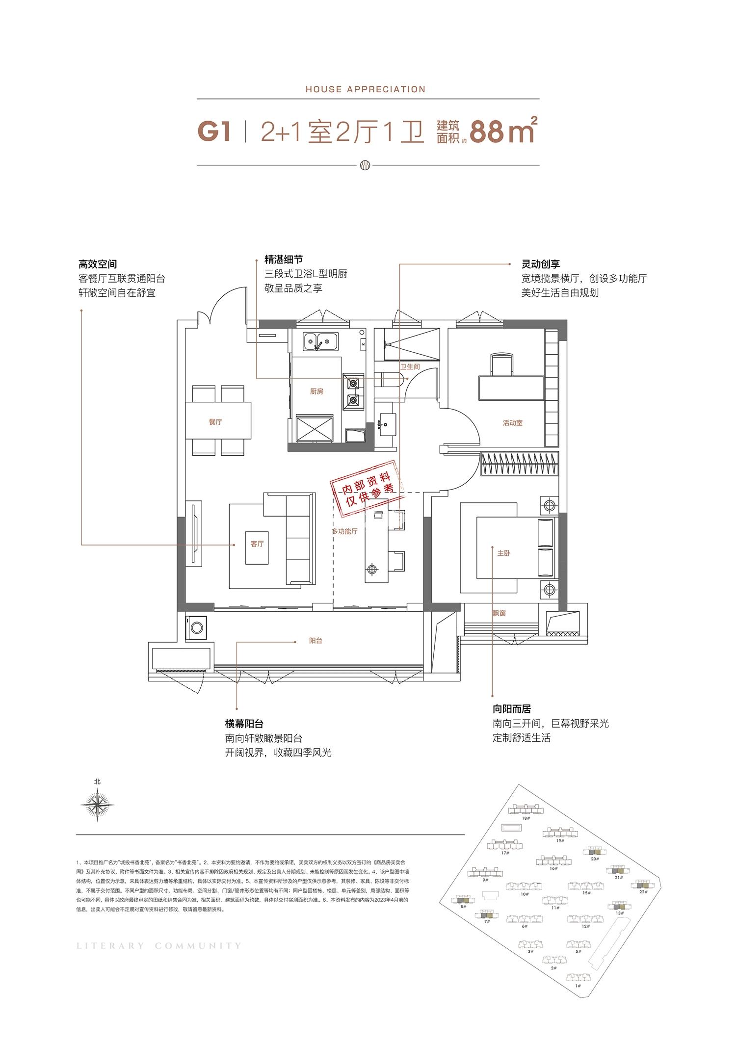 城投书香北苑88㎡G1户型图