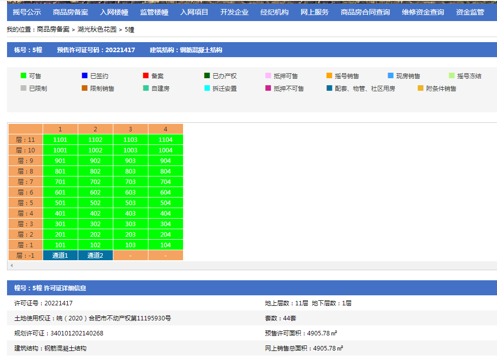 乐富强湖光秋色花园5#楼预售证
