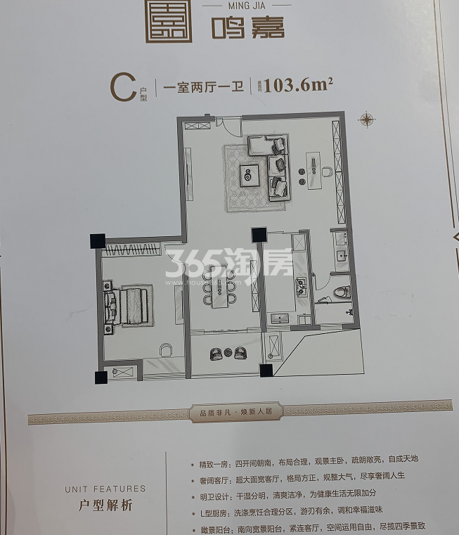 爱达鸣嘉楼C户型图103.6㎡