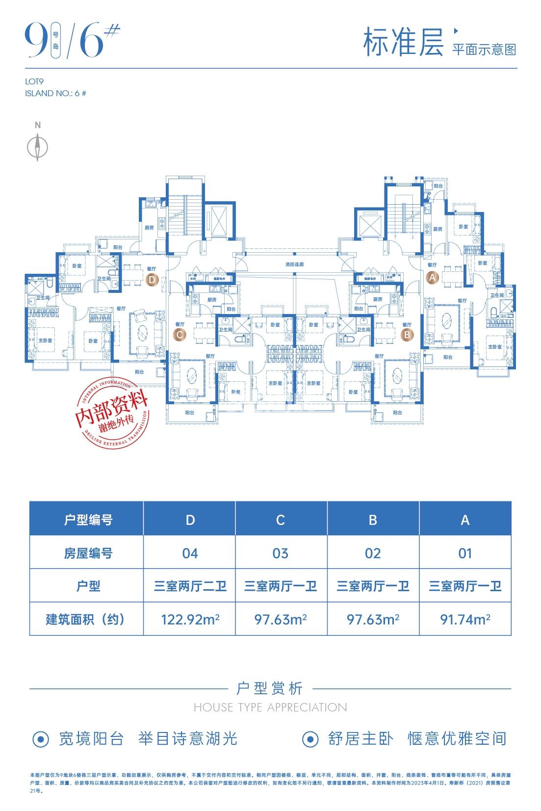 信达华宇阳光湖樾6#楼标准层户型平面图